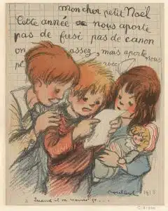 산타클로스에게 편지를 쓰는 아이.