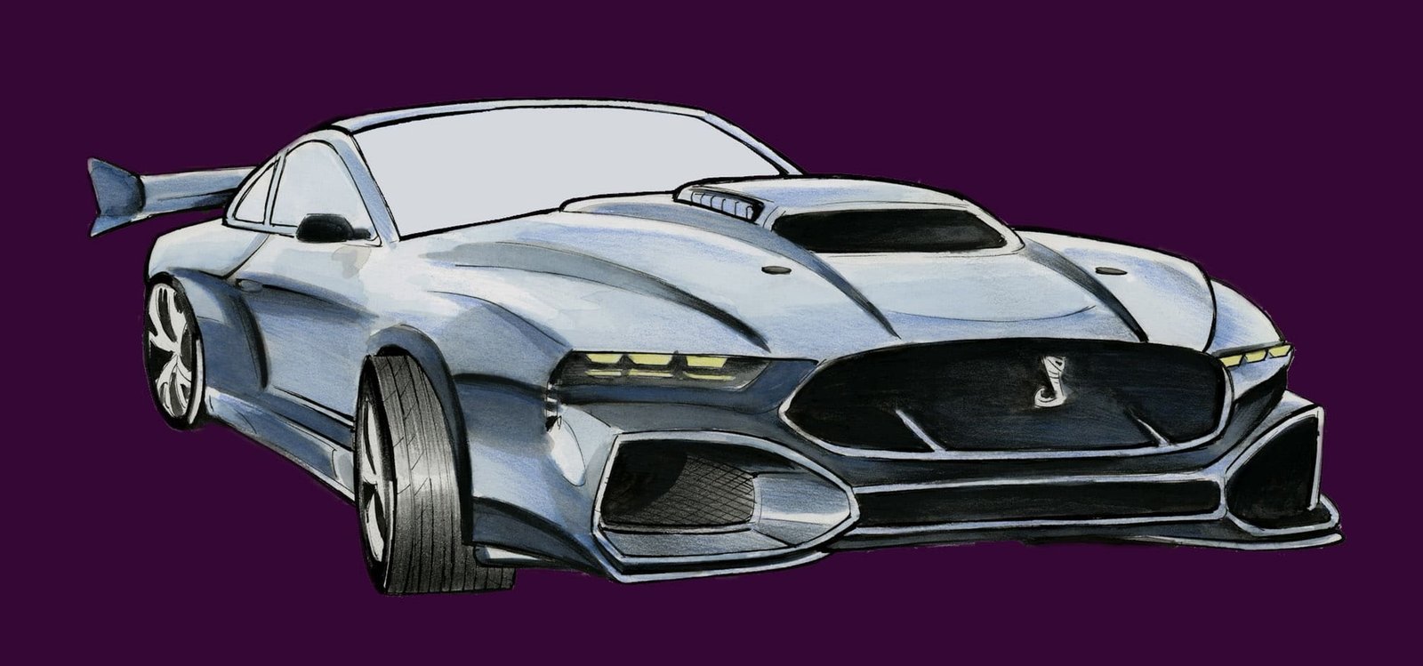 포드 머스탱 셸비 GT500 수채화